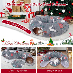 Tidjani cat tunnel with hanging toy ball encourages play and keeps cats engaged.