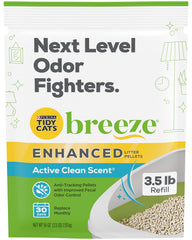 Tidy Cats Breeze litter-box area clean with visible pellets