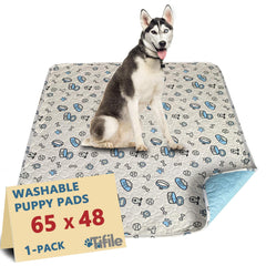 TIFILE washable pee pad with bone print laid flat for crate training area.