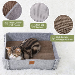 TIGOADT cat scratcher lounge gray felt outer box provides a cozy resting space.