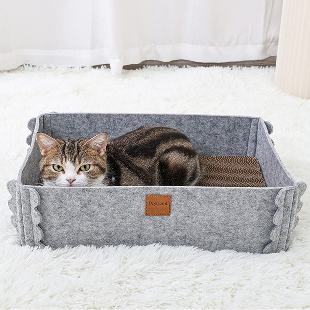 TIGOADT cat scratcher lounge gray front view for indoor play and rest.
