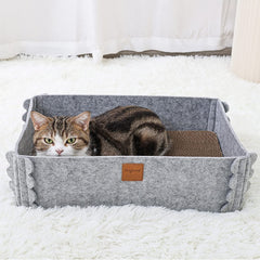TIGOADT cat scratcher lounge gray front view for indoor play and rest.