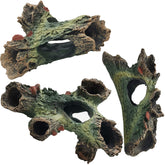 TIHOOD decaying trunk ornament closeup highlights natural resin texture for safe aquarium decor