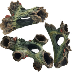 TIHOOD decaying trunk ornament closeup highlights natural resin texture for safe aquarium decor