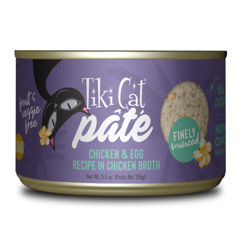 Tiki Cat Luau Pâté close-up of chicken and egg recipe for high-protein nutrition