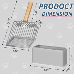 Tilatumo Easy Use metal scoop in use glides through litter with ease.