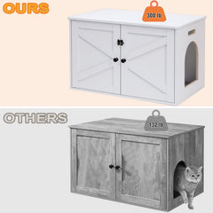 Timberer cat litter box enclosure open divider removed highlights customizable space.