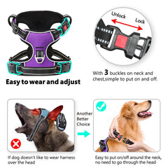 Timos dog harness front clip with reflective material for night visibility
