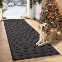 Tindbea dog mat absorbs moisture from muddy paws at doorway for cleaner entry