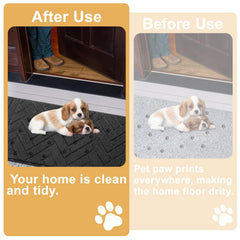 Tindbea dog mat with non slip TPR backing stays put on entryway floors