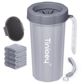 Tinioey paw cleaner with handle cleans muddy paws after walks.
