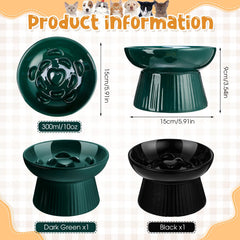 Tioncy ceramic elevated cat dish demonstrates a clean look and easy cleaning.