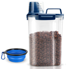 TIOVERY dog food container with blue pour spout for easy feeding