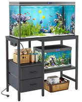 TIQLAB stand tabletop in black provides a sturdy base for a 20-29 gallon aquarium.