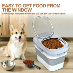 TIOVERY dog-food-container clear-top lid enables quick food level checks at a glance.