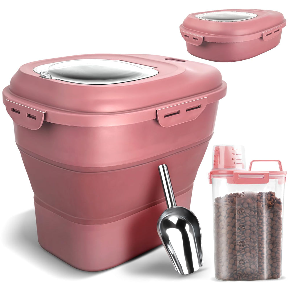 TIOVERY dog-food-container collapsible design saves space while storing kibble