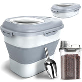 TIOVERY dog food storage container with collapsible design for space-saving pantry organization
