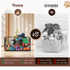 Tivray dog toy basket open with toys highlights large capacity for clutter-free living room