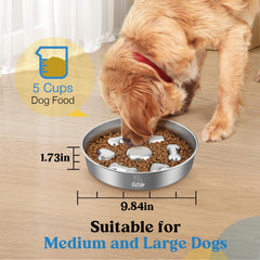 Tivray non-slip-base dog bowl stays put on tile, wood, or carpet.