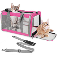 TIYOLAT pink cat carrier side view for easy everyday transport