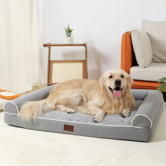 TJSOULER orthopedic dog bed with U-shaped design supports head and neck.