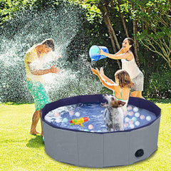 TMbsfatn dog pool folded empty with spiral drain for quick cleanup