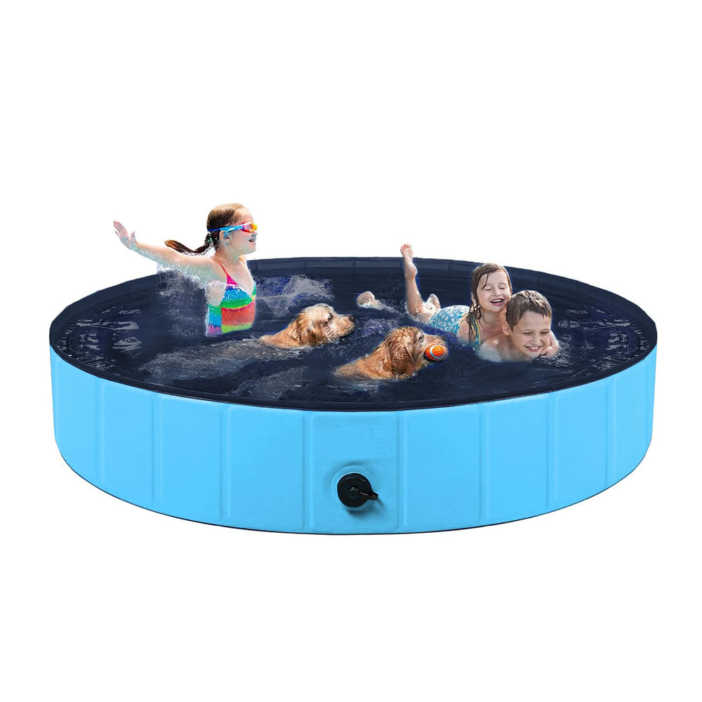 TMbsfatn dog pool folded for easy storage during travel.