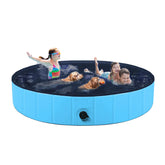 TMbsfatn dog pool folded for easy storage during travel.