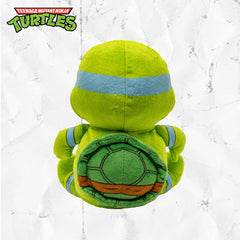 tmnt Leonardo plush dog toy features a soft surface for gentle fetch sessions.