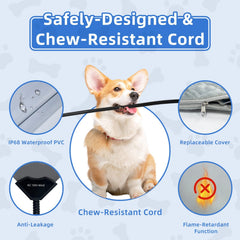 Toaspa Pet Heating Pad waterproof cover protects against spills and burns.