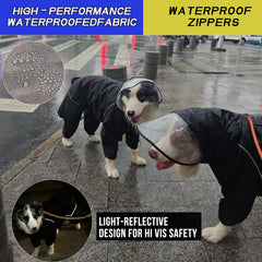 TOBOSS dog raincoat detachable hood demonstrates customizable coverage in heavy rain