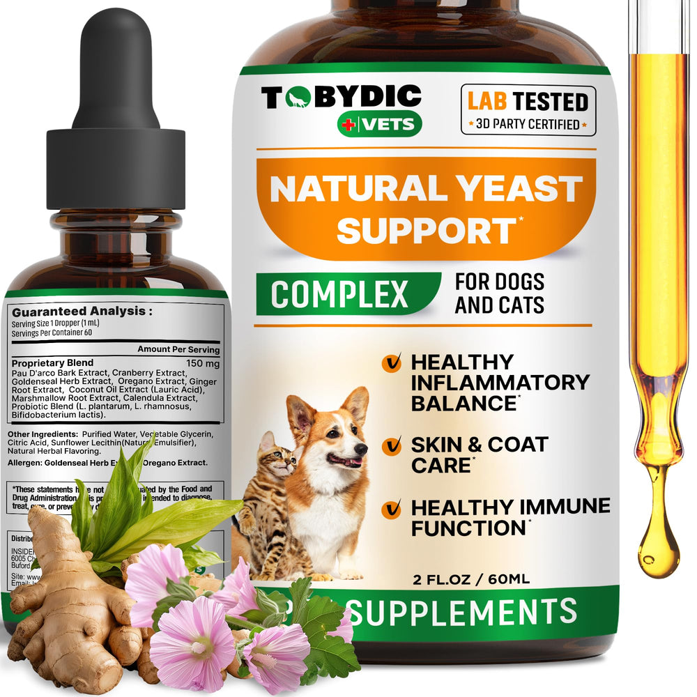 TOBYDIC natural yeast relief drops bottle eases itching in pets