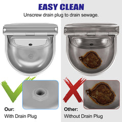 ToLanbbt stainless-steel waterer side view highlights durable construction and safe edges.