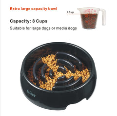 Tolopu large slow-feeder dog bowl top view reveals eight-cup capacity