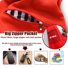 TOMKAS dog sling red with zippered pocket keeps essentials secure during outings.
