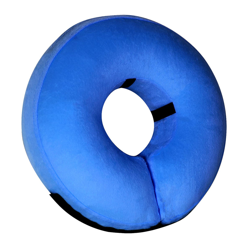 Tonqixope inflatable dog cone blue XL shows comfy fit for eating, drinking, and sleeping.