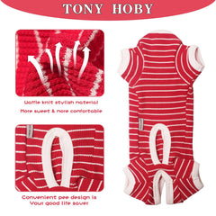 TONY HOBY dog pajamas back view highlighting elastic waist for secure fit.