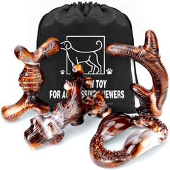 TonyEst 4-pack durable dog chew toys lineup to tackle strong chewers.