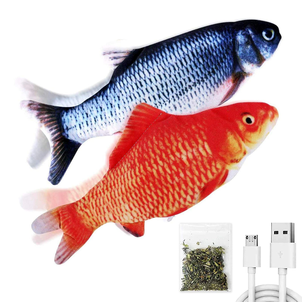 TOOGE floppy fish toy 2-pack front view for engaging indoor cat play