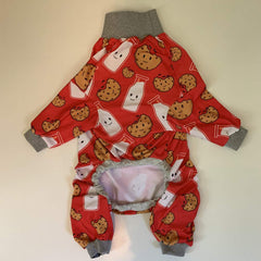 Tooth & Honey Pitbull Pajamas back view highlighting full coverage for warmth.