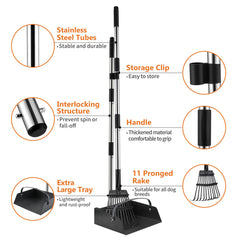 Toozey 43-31-inch long handle scoop reduces bending during waste pickup.