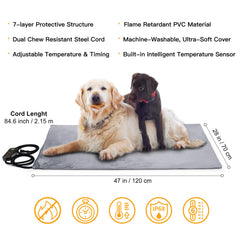 Toozey XL pet heating pad setup with dog demonstrating simple plug-and-use convenience