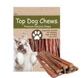 Top Dog Chews 12-Inch Bully Stick closeup highlights thick texture for long-lasting chew sessions.