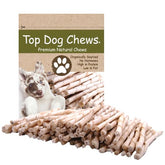 Top Dog Chews rawhide twists pack 100 – durable dental chew supporting healthy chewing.