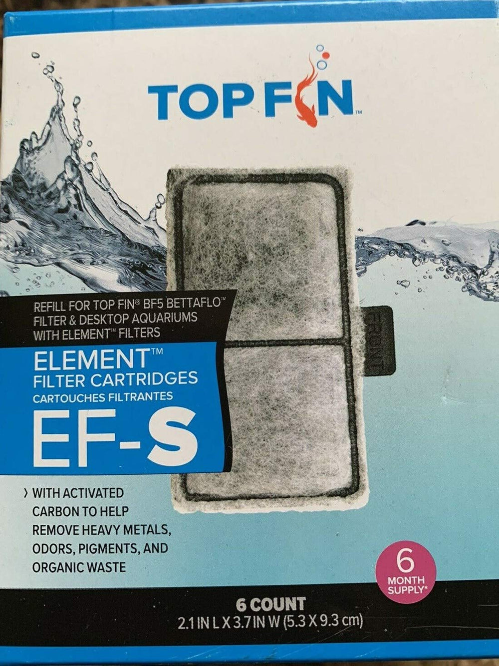 Top Fin EF-S element filter cartridge pack front view for clean water maintenance.