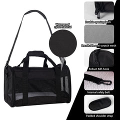 Top tasta cat carrier breathable mesh panels for airflow.