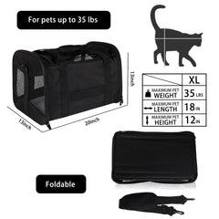 Top tasta cat carrier folded for compact storage after travel.