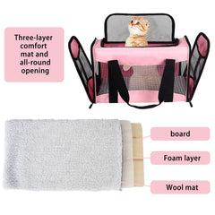 Top tasta Cat Carrying Case removable wool bed supports cozy sleep.