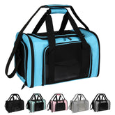 Top tasta dog cat carrier blue large side view—durable, travel-friendly design for pets.