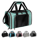 Top tasta dog-cat carrier green exterior designed for easy travel.